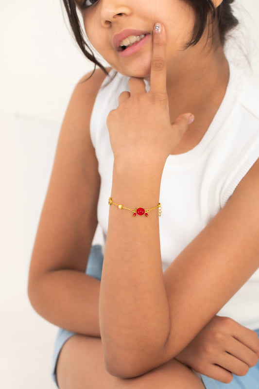 RED CRAB WITH PEARLS BRACELET