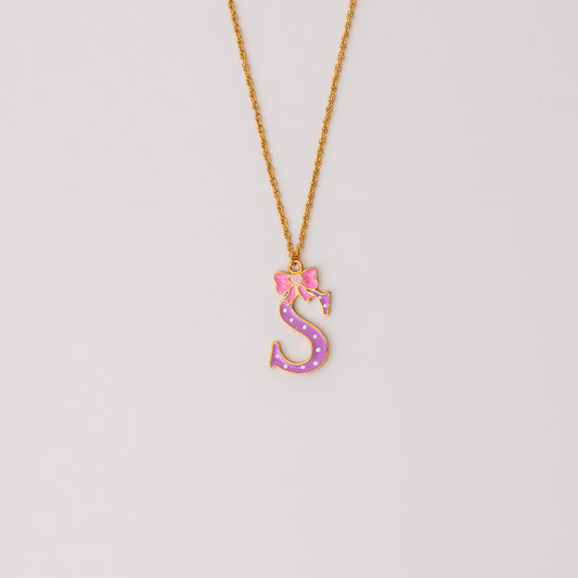 POLKA INITIAL WITH BOW NECKLACE