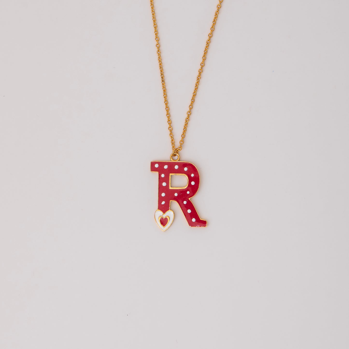 POLKA INITIAL WITH HEART NECKLACE