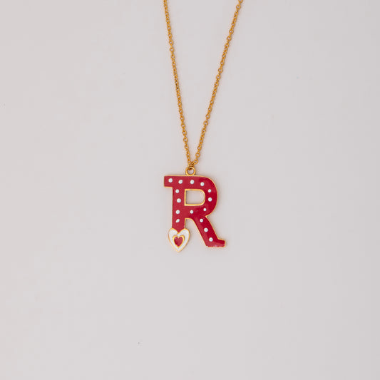 POLKA INITIAL WITH HEART NECKLACE