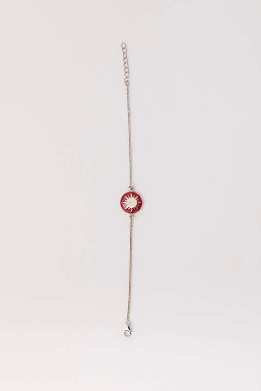 RED RAYS SUN SILVER POLISH BRACELET
