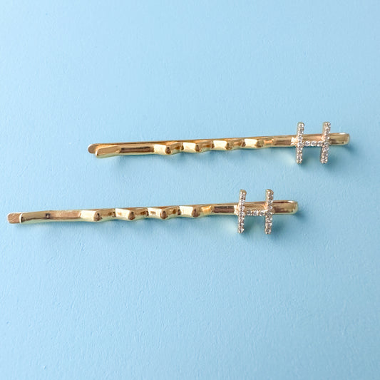 "H" INITIAL IN GOLD PLATED HAIR PINS