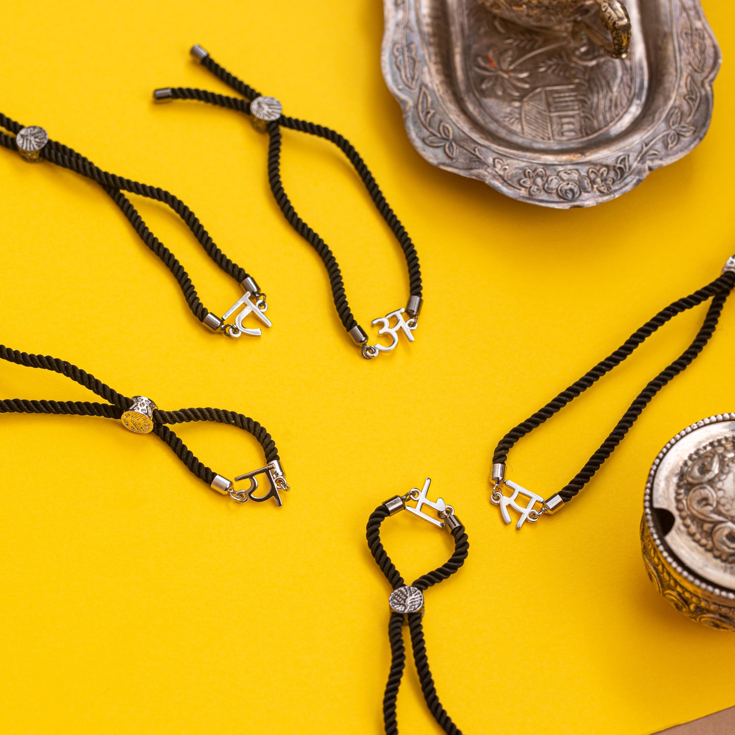 HINDI INITIAL BRACELET WITH SILVER POLISH