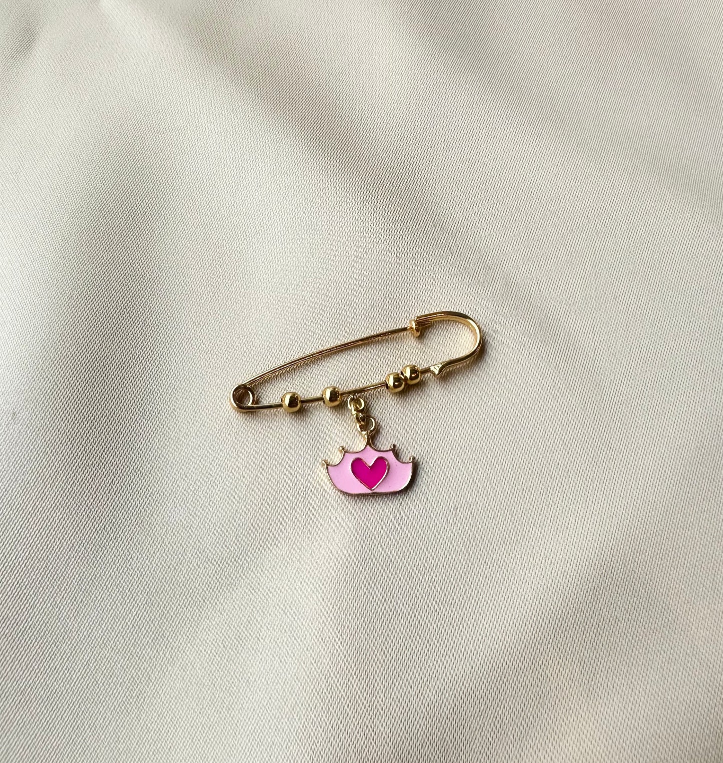 PINK CROWN WITH HEART LAPEL PIN