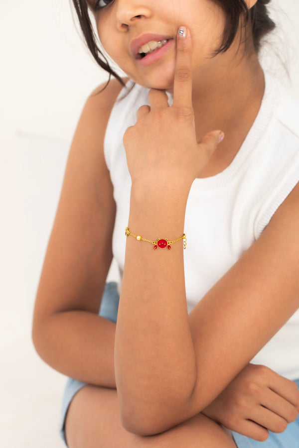 RED CRAB WITH PEARLS BRACELET
