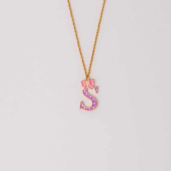 POLKA INITIAL WITH BOW NECKLACE