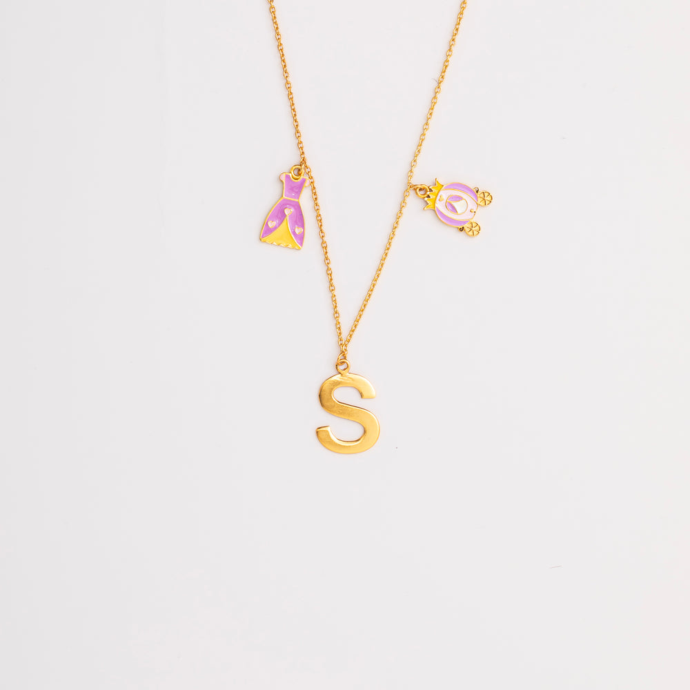 PRINCESS WITH INITIALS DOODLE NECKLACE
