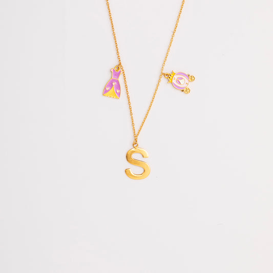 PRINCESS WITH INITIALS DOODLE NECKLACE