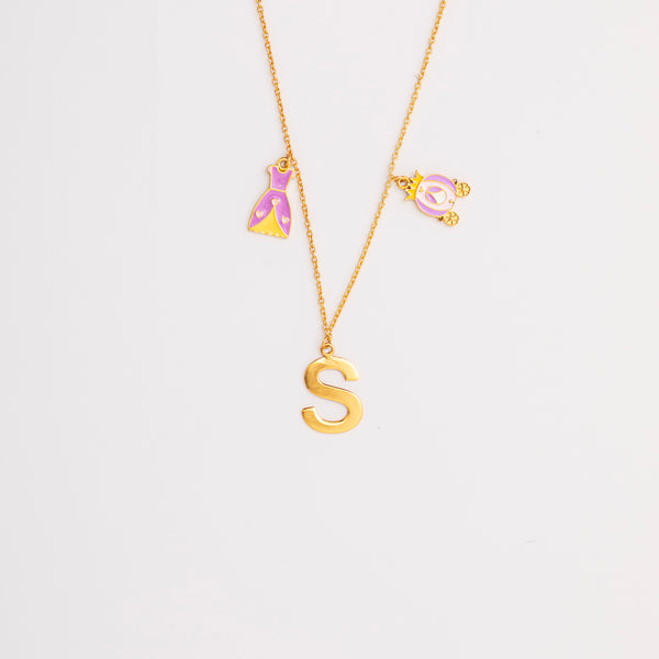 PRINCESS WITH INITIALS DOODLE NECKLACE
