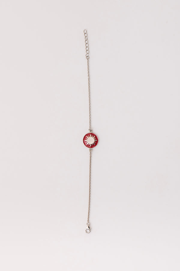 RED RAYS SUN SILVER POLISH BRACELET