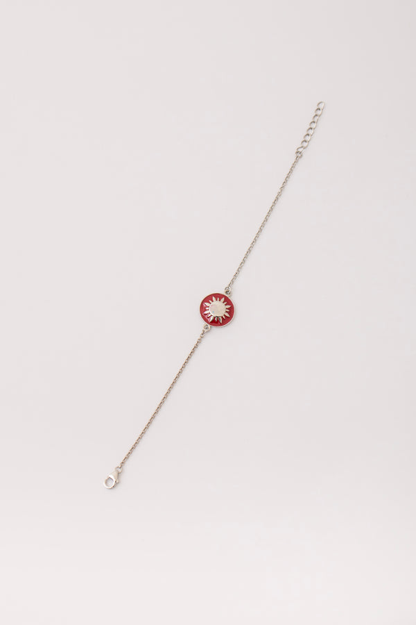 RED RAYS SUN SILVER POLISH BRACELET