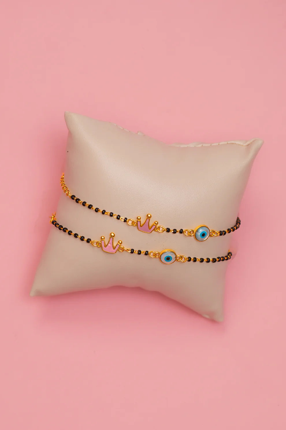 PINK CROWN WITH EVIL EYE NAZARIYA (PAIR)