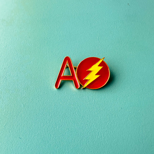 "A" WITH SUPERHERO F NAME PIN