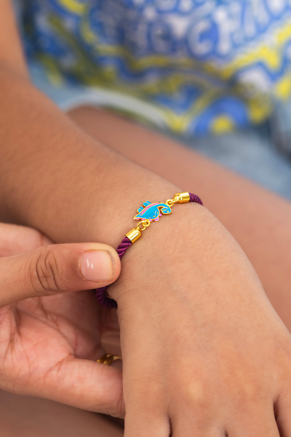 BLUE DINO THREAD BRACELET