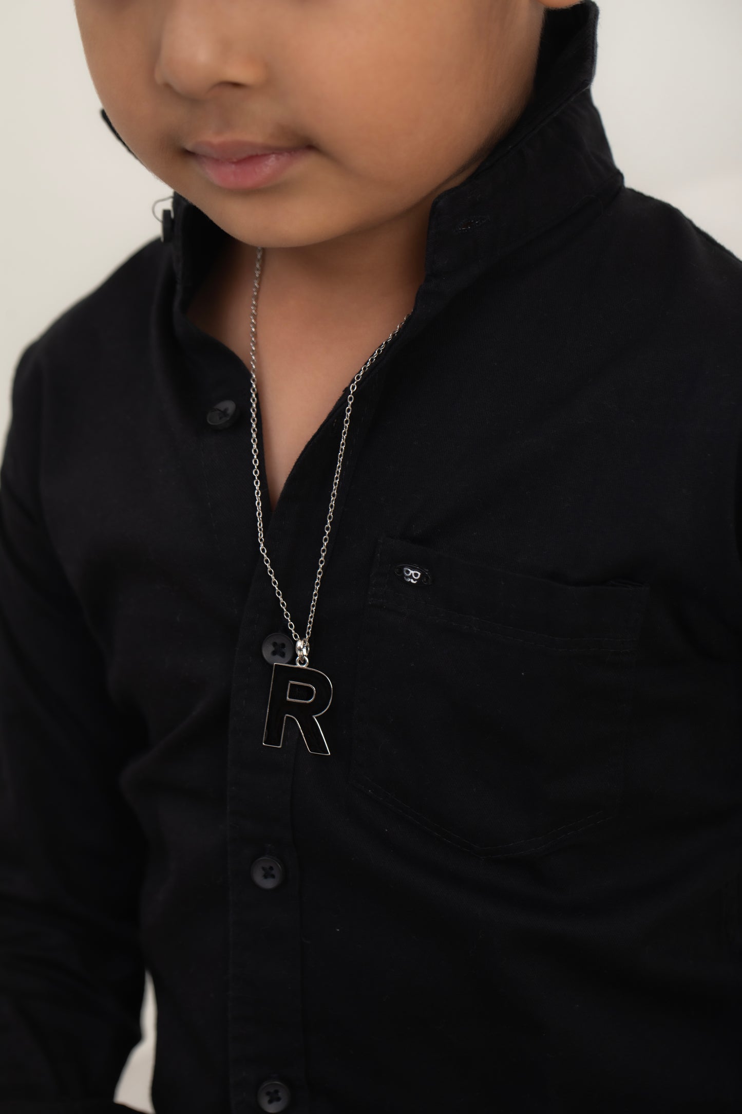 BOLD INITIAL WITH BLACK ENAMEL NECKLACE