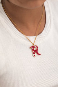 POLKA INITIAL WITH HEART NECKLACE