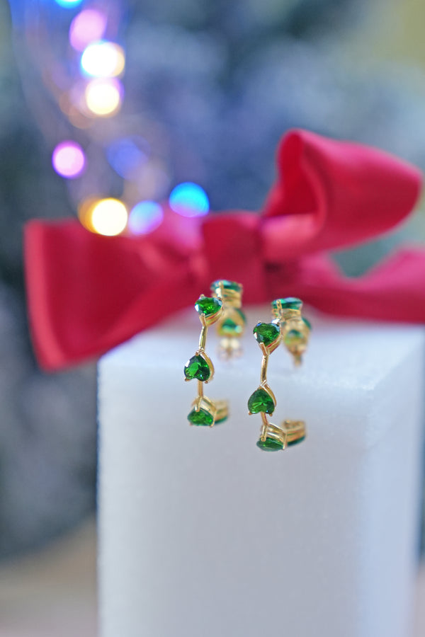 GREEN HEARTY HEART EARRINGS