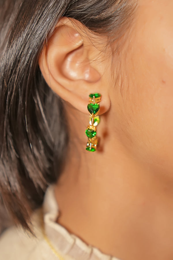 GREEN HEARTY HEART EARRINGS
