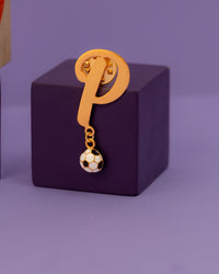 P WITH FOOTBALL HANGING BROOCH