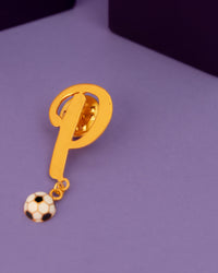 P WITH FOOTBALL HANGING BROOCH
