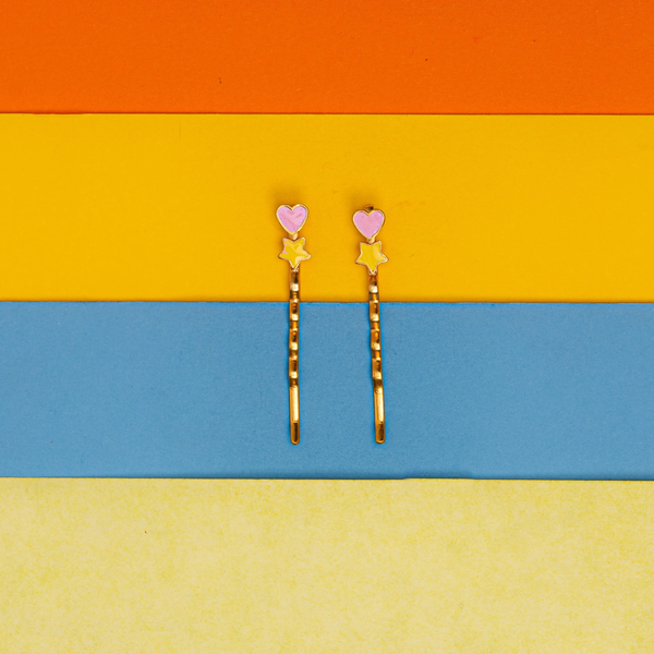 HEART AND STAR HAIR PINS