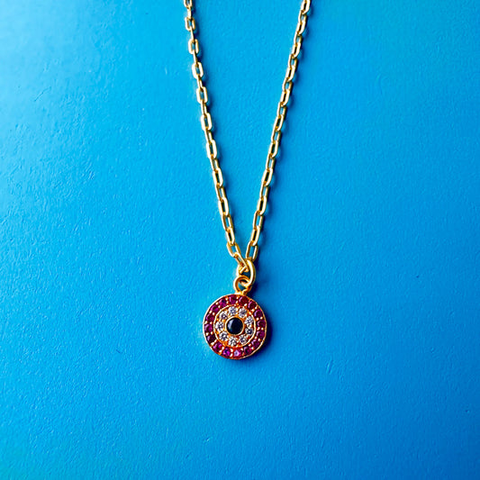 RED STONE EVIL EYE NECKLACE