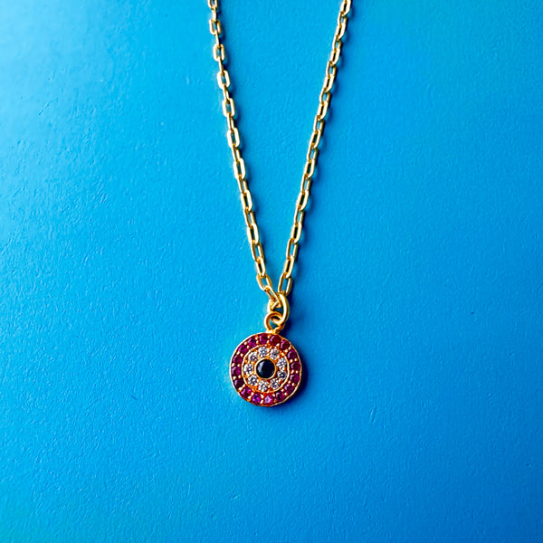 RED STONE EVIL EYE NECKLACE
