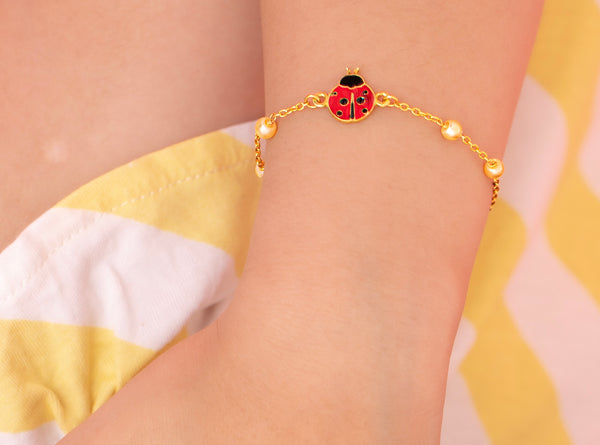LADYBUG WITH PEARLS BRACELET