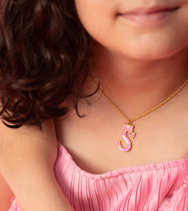 POLKA INITIAL WITH BOW NECKLACE