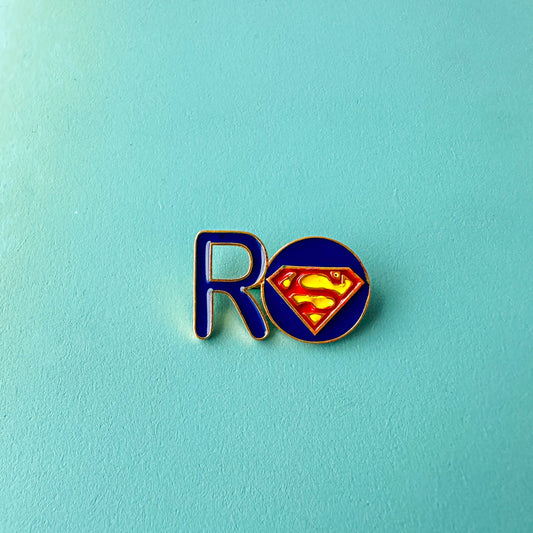 "R" WITH SUPERHERO S NAME PIN
