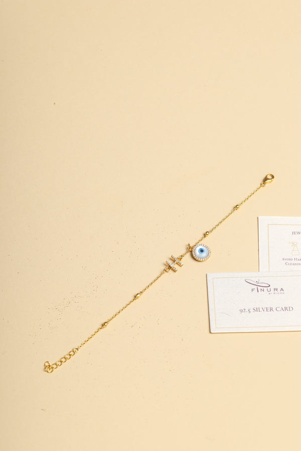 STUDDED INITIAL WITH EVIL EYE BRACELET
