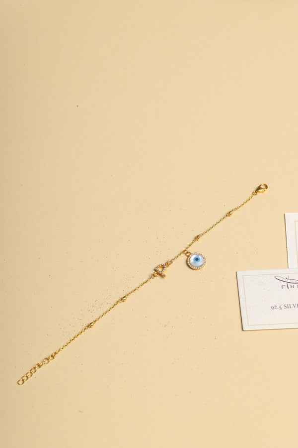 STUDDED INITIAL WITH EVIL EYE BRACELET