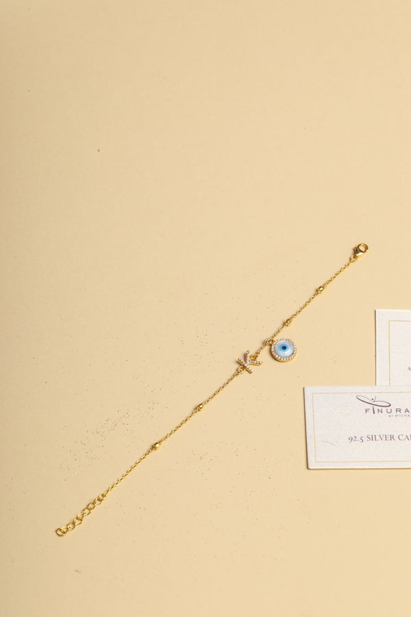 STUDDED INITIAL WITH EVIL EYE BRACELET
